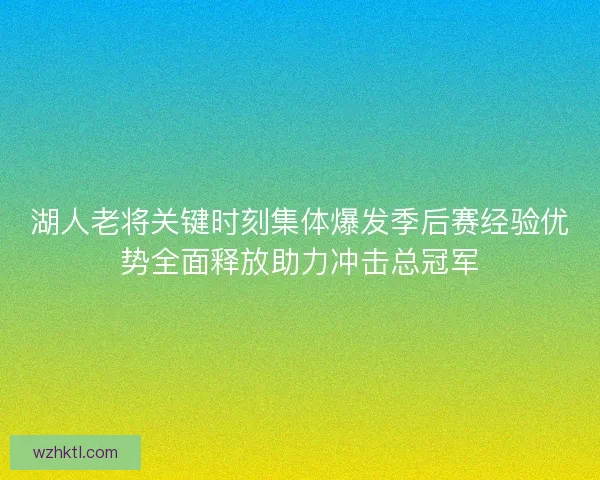 湖人老将关键时刻集体爆发季后赛经验优势全面释放助力冲击总冠军